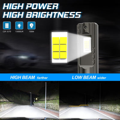 Bevinsee S550 H7 LED Headlight Bulbs 100W 10,000LM 6000-6500K