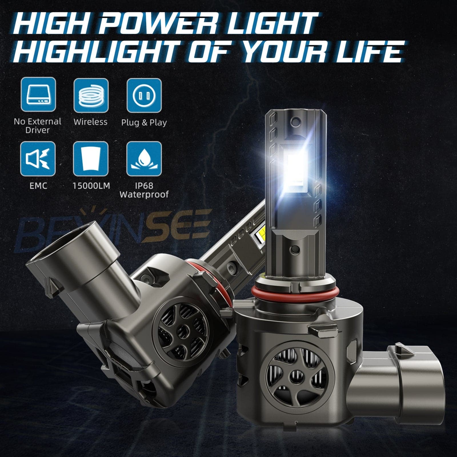 S550 9005 HB3 LED Headlights Bulbs High Beam White Lamp 6000K 100W 10000LM