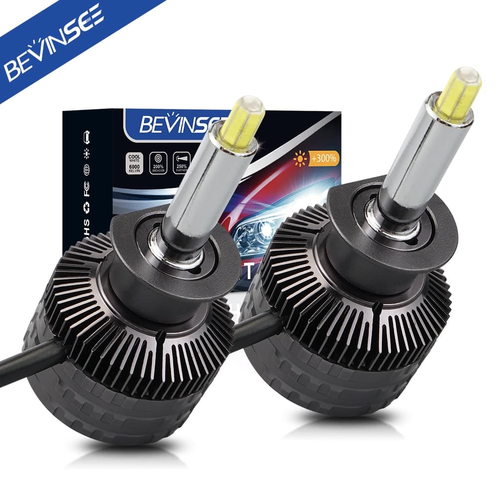 BEVINSEE H1 LED Headlight Bulb Conversion Wire Plug Converter Cable Wi
