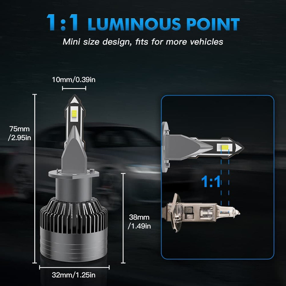 BEVINSEE V23 H1 LED Headlight White Bulbs High/Low Beam 70W 8400LM