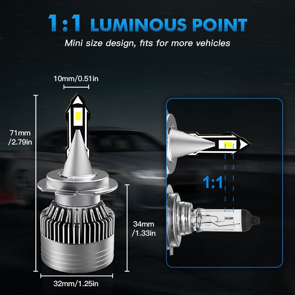 BEVINSEE V23 Series H7 LED Headlight Bulbs 70W 8400LM Conversion Kit