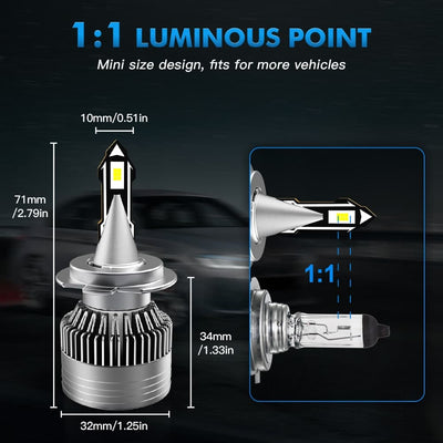 V23 Series H7 LED Headlight Bulbs 70W 8400LM Conversion Kit