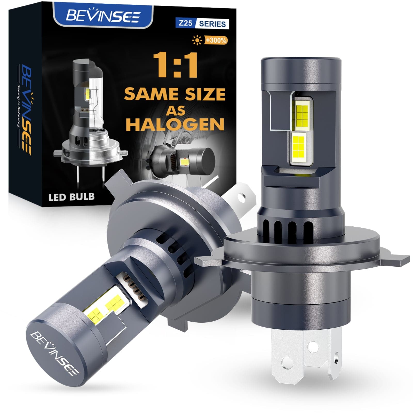 Bevinsee 2022 Best Z25 H4 Led Headlight 1:1 As Halogen Lamps