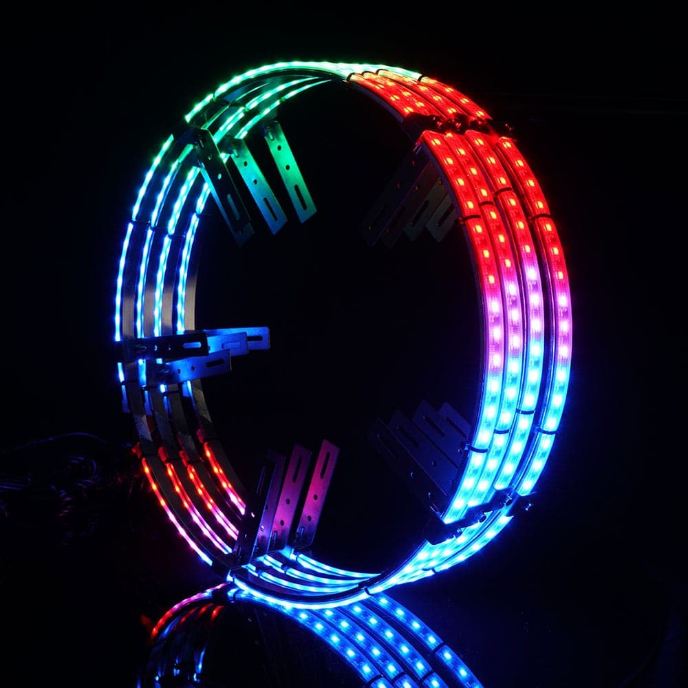 BEVINSEE 4x 15.5" RGB Shifting LED Car Wheel Rings Rim Light Brake Turn Signal Neon Lamp