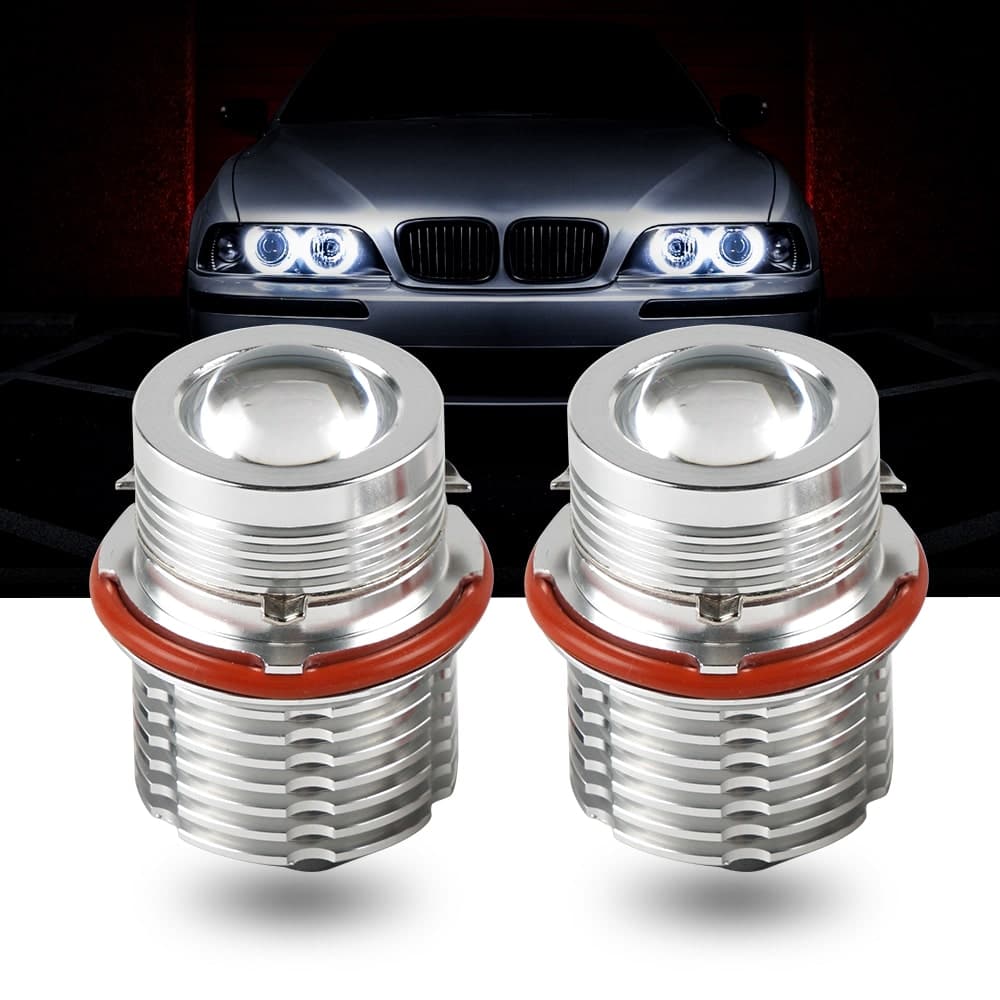 BEVINSEE Angel Eye Halo LED Headlight Bulbs 60W 6000K Fit For BMW E39 E60 E61 E63 E64 E65