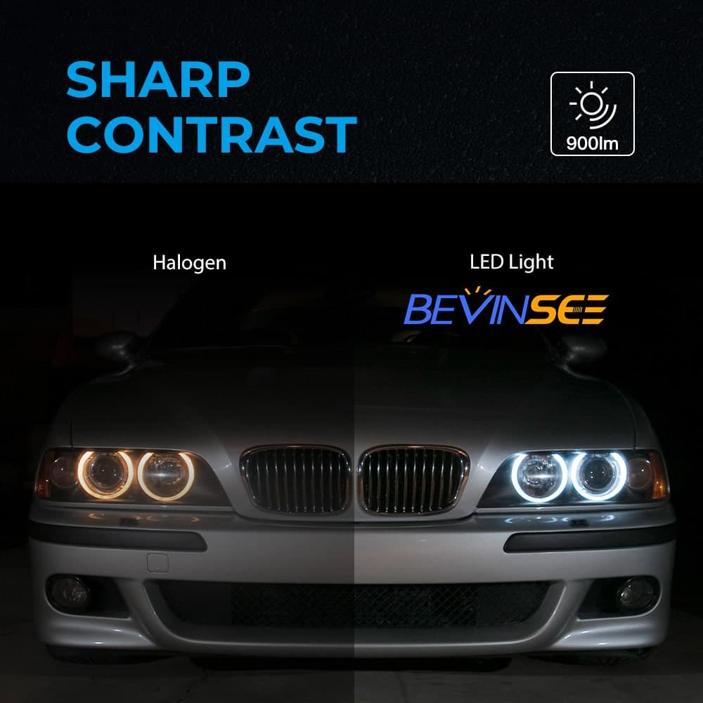 Car COB LED Angel Eyes Halo Ring Lamp w/ Turn Signal Light White Amber 60mm  Pair | eBay