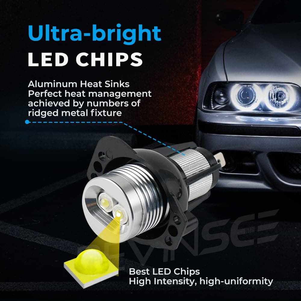 Angel Eyes LED Headlight Halo Ring Light Bulbs For BMW E90 E91 3 Series