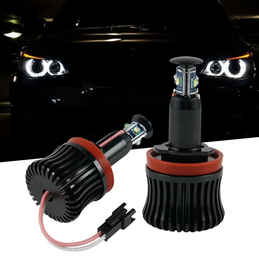 BEVINSEE H8 BMW LED Angel Eyes Halo Ring Light Bulbs 2PCS