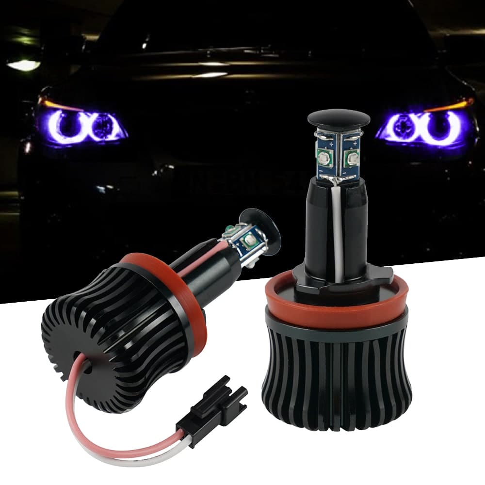 BEVINSEE H8 BMW LED Angel Eyes Halo Ring Light Bulbs 2PCS