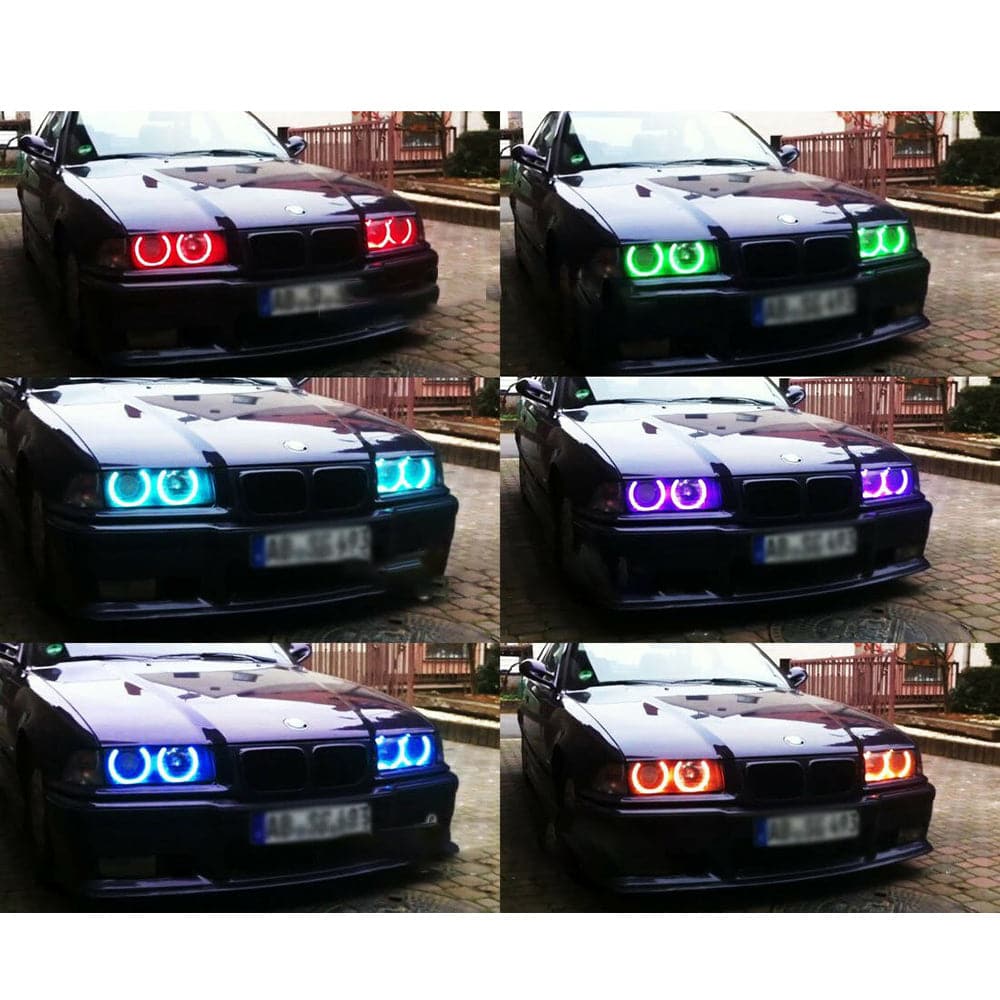 BEVINSEE 4X Angel Eyes Light Fit For BMW RGB Multi Color LED Halo Rings Lamp