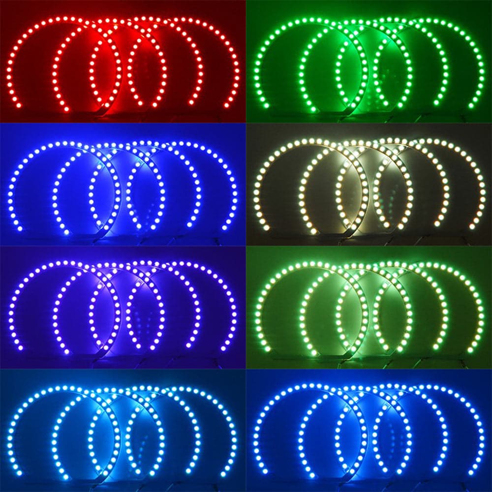 BEVINSEE 4X Angel Eyes Light Fit For BMW RGB Multi Color LED Halo Rings Lamp