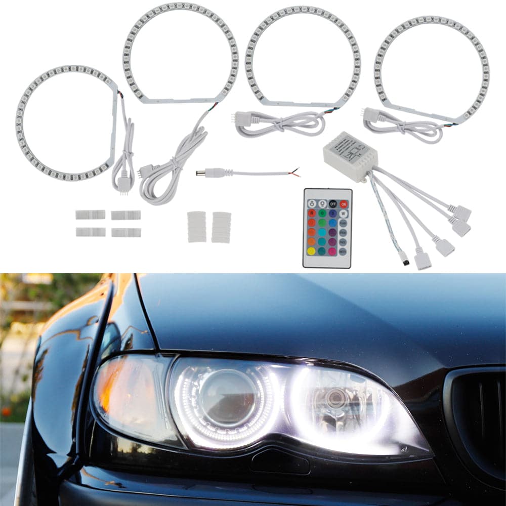 BEVINSEE 4X Angel Eyes Light Fit For BMW RGB Multi Color LED Halo Rings Lamp