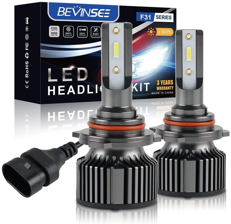 Pair 4SIDE LED Headlight Low Beam Bulbs – 9006 HB4 6000K Cool White, 60W, 9-32V