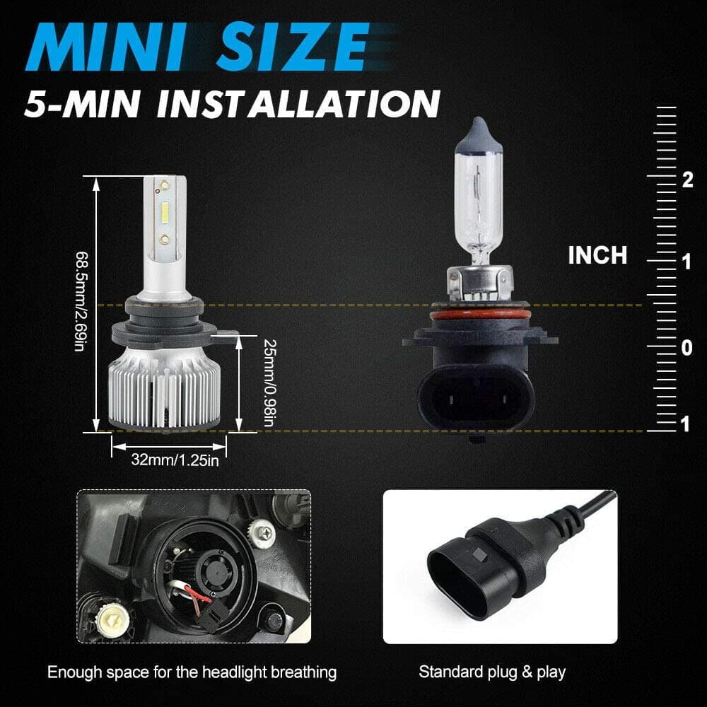 BEVINSEE F31C 9012 HIR2 MINI LED Headlight Bulbs White 10000LM 60W