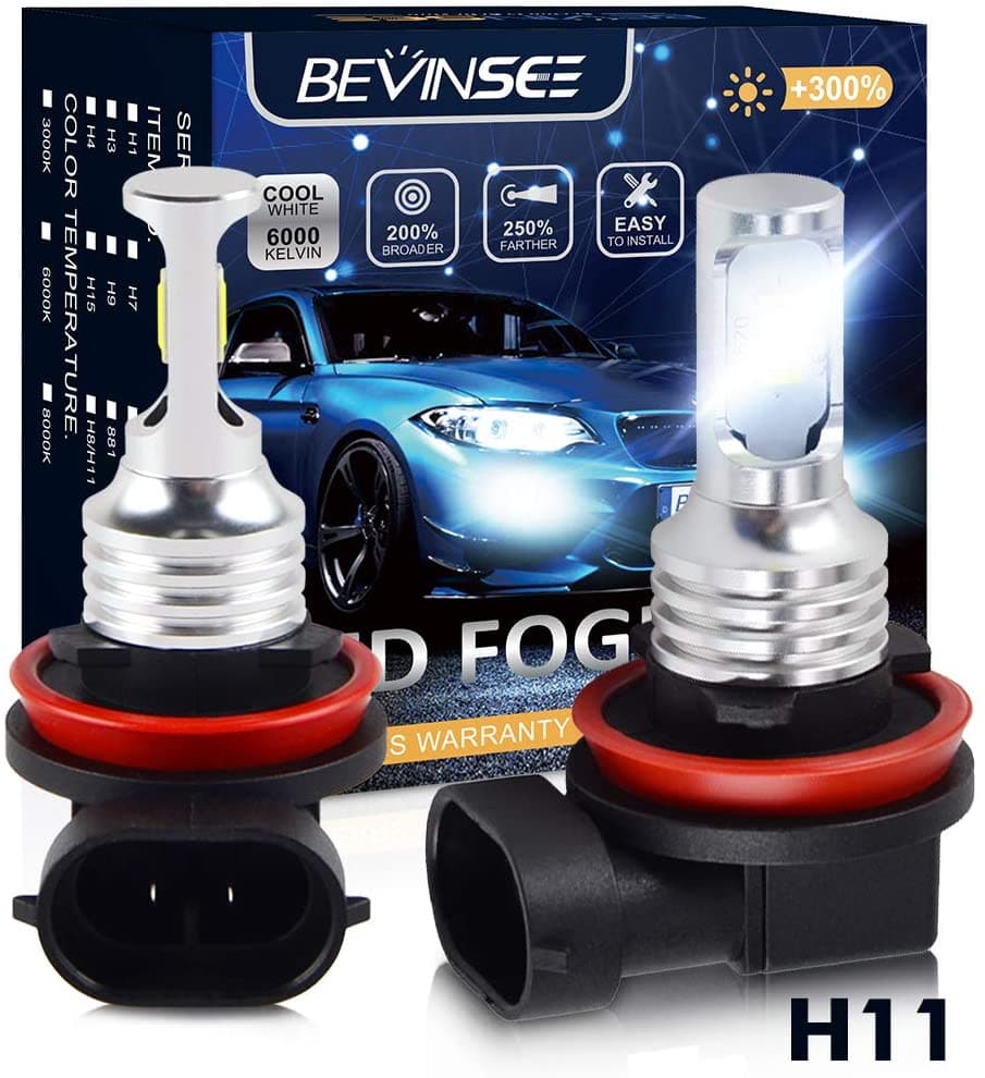 BEVINSEE H11 H8 H16 Bright Fog Lights 6500K Cool White 3000LM 20W