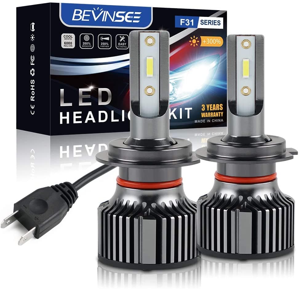 BEVINSEE F31B H7 Mini Size LED Headlight with Fan 50w 6000LM / Pair