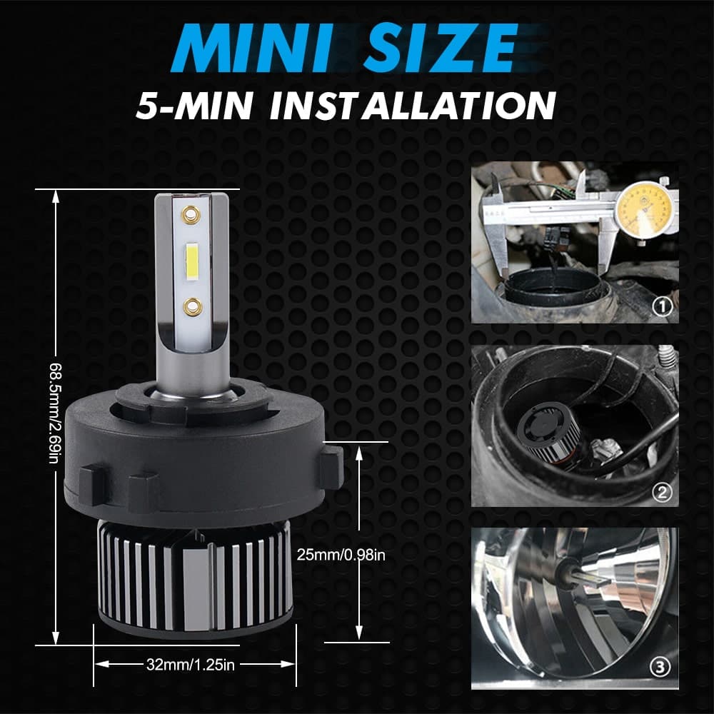 BEVINSEE H7 LED Headlight Bulbs with Adapter Socket