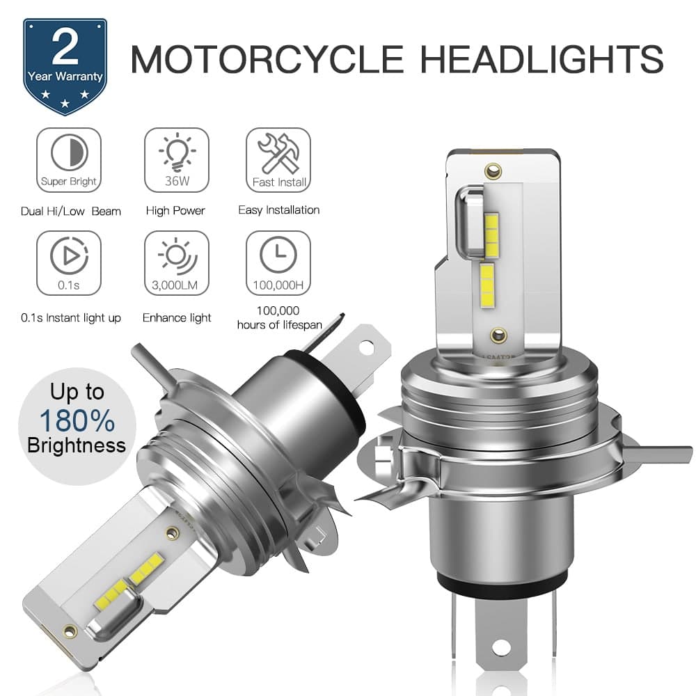 BEVINSEE H4 9003 High Power LED Bulbs Hi/Low Beam Motorcycle Headlight