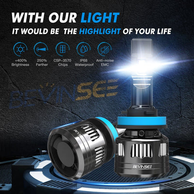 V45 H11/H8/H9 LED Headlight Bulbs 22000 Lumens 6000K