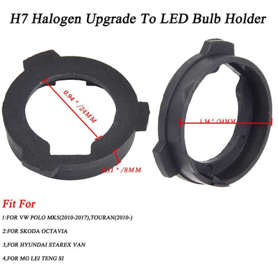 H7 LED Headlight Bulb Adapter Retainer Holder Fit VW For Touran MK5 2010-2017