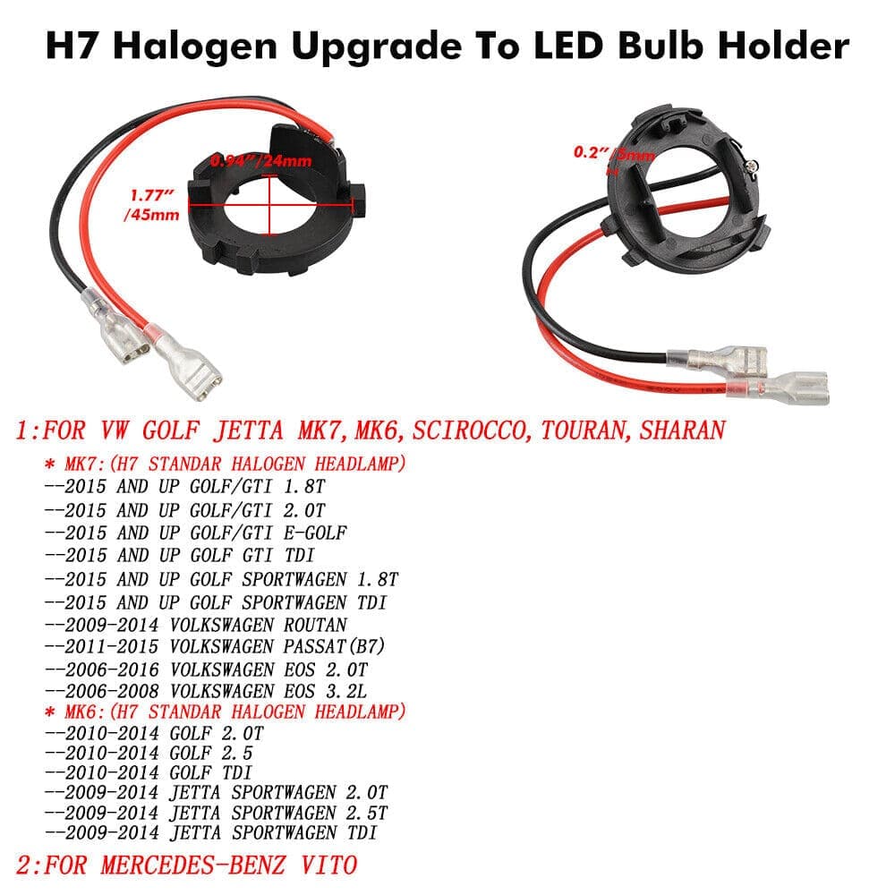 BEVINSEE H7 LED Headlight Adapter Holders Socket Retainer Clip For Jetta Sportwagen 09-14