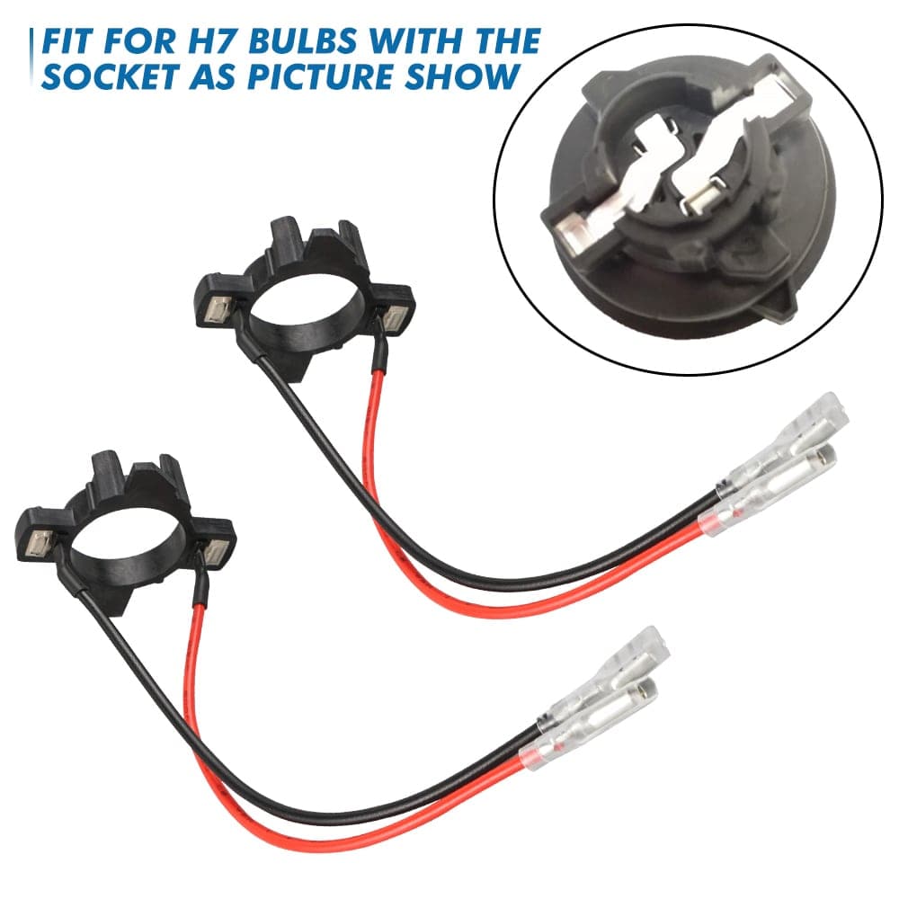 BEVINSEE H7 LED Headlight Globes Adapters Base Retainer Socket Holders For VW Caddy