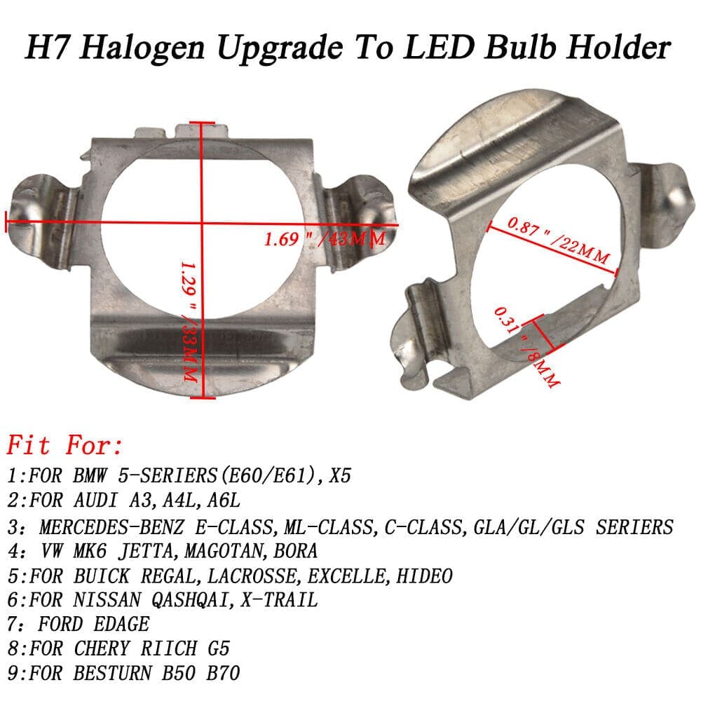 VW Passat B5/B5.5 H7 LED Headlight Bulb Holders Adaptors retainer clip –  taylorshopnet