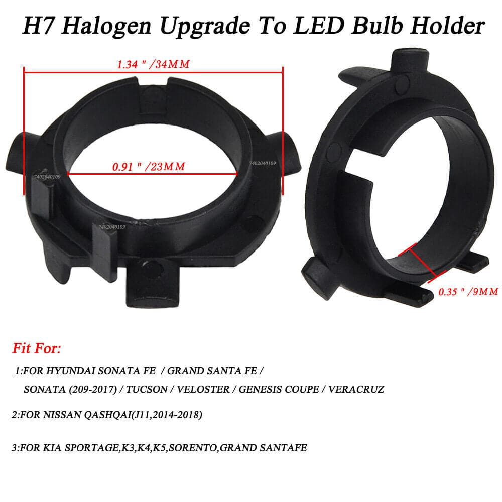 BEVINSEE H7 LED Headlight Adapter Holders Socket Retainer Clip For Jet
