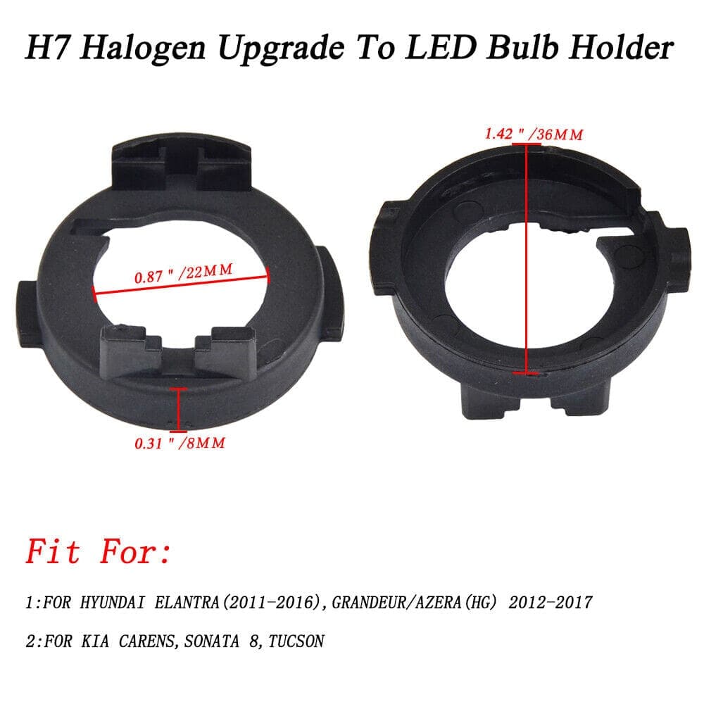 2PCS H7 LED Headlight Adapter Retainer Holder Socket Fits Hyundai Elantra 11-16